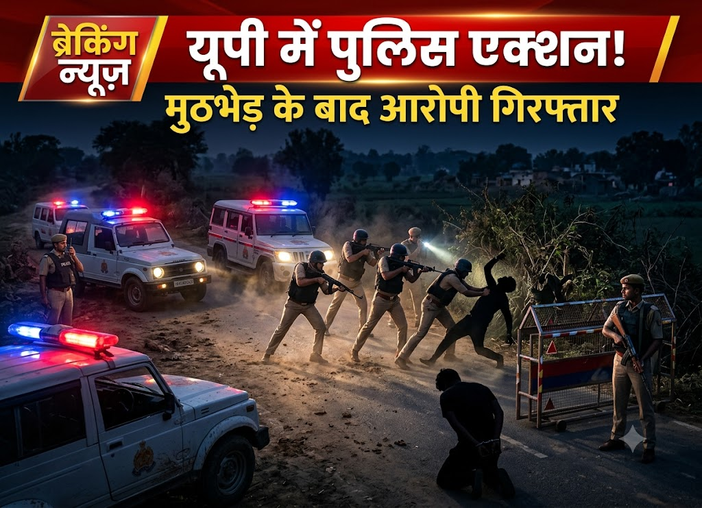 UP Crime News | यूपी पुलिस और बदमाशों के बीच मुठभेड़, एक आरोपी गिरफ्तार, इलाके में बढ़ाई गई सुरक्षा