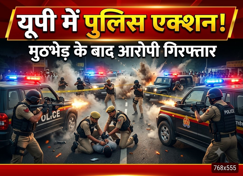 UP Crime News | यूपी पुलिस और बदमाशों के बीच मुठभेड़, एक आरोपी गिरफ्तार, इलाके में बढ़ाई गई सुरक्षा